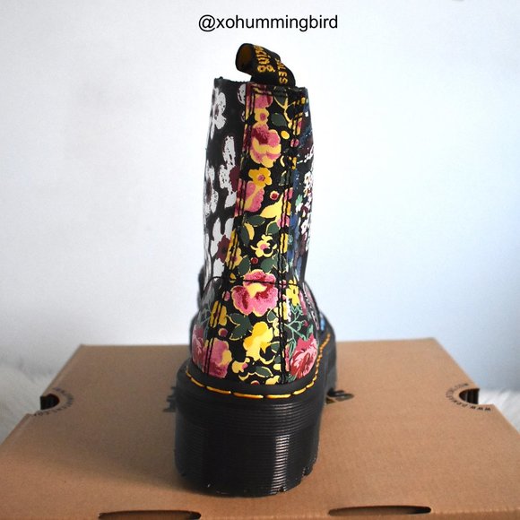 Dr. Martens | Sinclair Floral Mash Up Leather Platform Boots - Picture 12 of 16